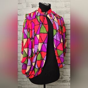 Rare Vintage Margie’s Creation Abstract Geometric Batwing Drape Jacket